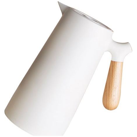 Weißer, vakuumisolierter Wasserkocher (1 Liter) für Tee, Wasser und Kaffee, mehrschichtige Glasauskleidung, für Zuhause und Camping (1/5)