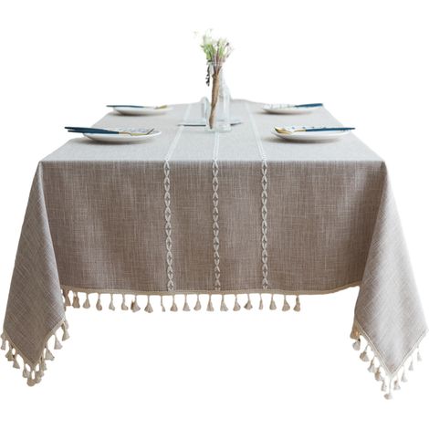 Nappe rustique imperméable en toile de jute pour table de cuisine rectangulaire, nappe grise pour table rectangulaire