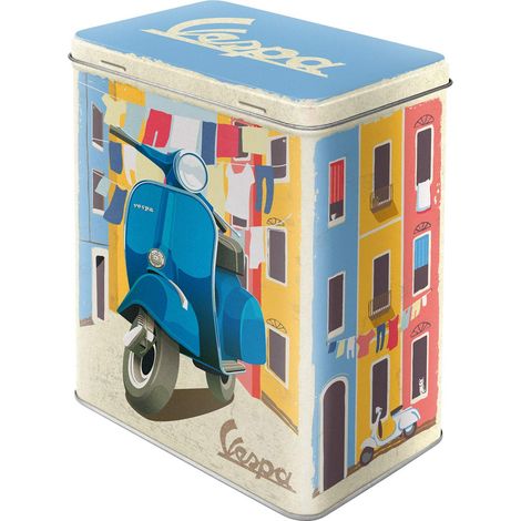 Nostalgic-Art Contenitore in stile retrò, L, 3 l, Vespa - Italian Laundry, idea regalo per gli appassionati di scooter, grande latta, design vintage (1/4)