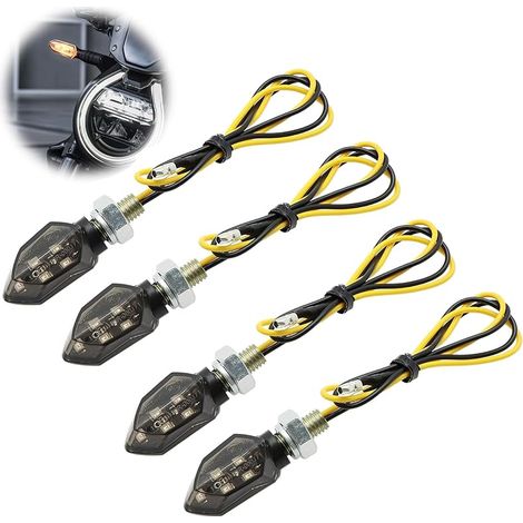 Lot de 4 flèches LED pour moto, 12 V, homologuées IP65, adaptées pour une utilisation diurne et nuit, compatibles avec moto de route, scooter et VTT, boîtier en ABS et lentille en PC (1/5)