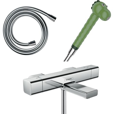 Mezclador baño ducha Ecostat E HANSGROHE + rociador cocodrilo Jocolino + flexo Isiflex 160 cm