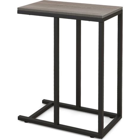 Tavolino a forma di C per divano e letto, Tavolino da soggiorno altezza 64cm con struttura in metallo Grigio (1/4)
