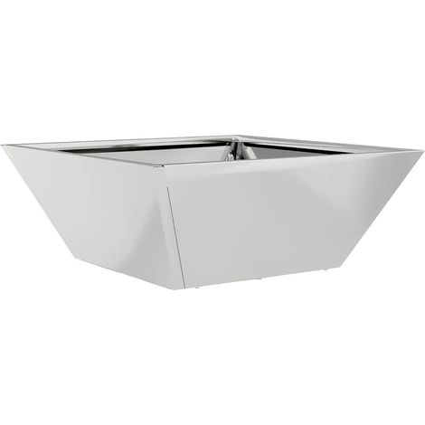 Cache-pot de jardin trapézoïdal moderne et minimaliste 40 x 40 x 15 cm en acier galvanisé argent