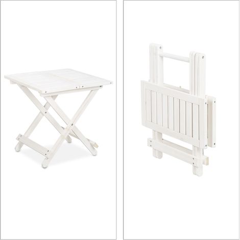 Tavolino pieghevole da esterno 80 x 60 x 70 cm pratico e flessibile in stile contemporaneo in legno bianco 130011260