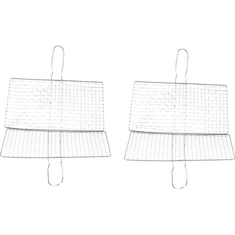 Lot de 2 paniers à griller pliables pour barbecue extérieur, idéaux pour les légumes, les côtes levées, le camping et le gril à poisson. (1/5)