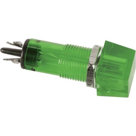 LAMPADA DI CONTROLLO DA PANNELLO QUADRATA 11,5 x 11,5 mm 12V VERDE (1/2)