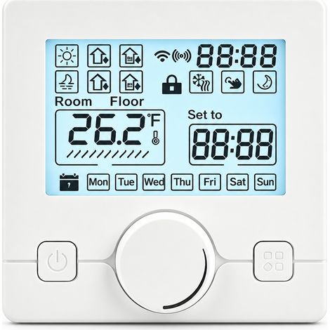 Thermostat rotatif WiFi H2.716 pour chauffage électrique au sol, 16 A, température réglable, application Tuya (1/5)