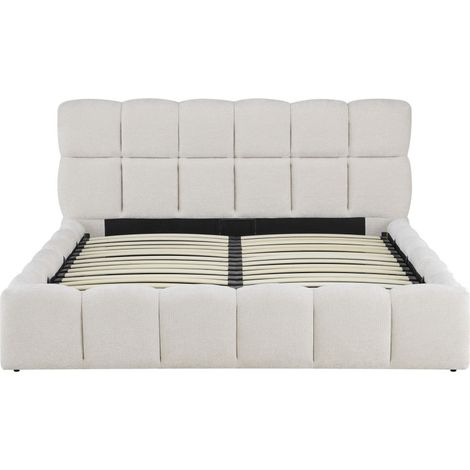 Lit coffre en tissu 160x200cm - Beige - Romy (1/5)