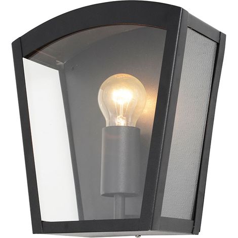 Litecraft Hamble Wall Light Outdoor Curved Box Lantern Garden Fitting - Black (1/2)