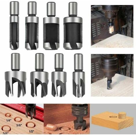 punte da trapano HSS per tasselli di legno, utensili per il taglio del legno, frese per tasselli di legno, punte da trapano da 6 mm/10 mm/13 mm/16 mm, piccole frese per legno per trapani - (1/4)