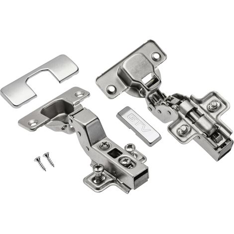 Charnière de Meuble pour Porte Rentrante, Amortisseur Intégré à Fermeture Douce, Montage Facile Clip-On, Acier Nickelé, Durabilité 80 000 Cycles, Argent