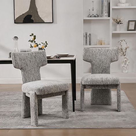 Set de 2 fauteuils de salon en chenille avec dossier incurvé (1/5)
