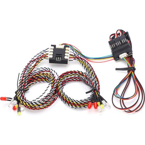 Kit 16 LED Feux Avant Arrière Liés Clignotants Groupe Éclairage pour Voiture RC Crawler (1/5)