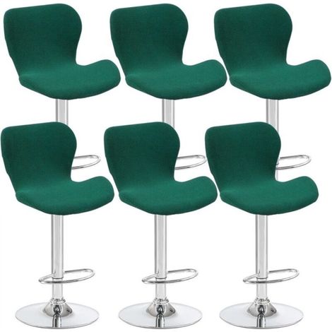 Set of 6 dark green curved swivel stool covers, 40 x 30 x 30 cm, low back bar stool covers, suitable for counters/kitchens (1/5)