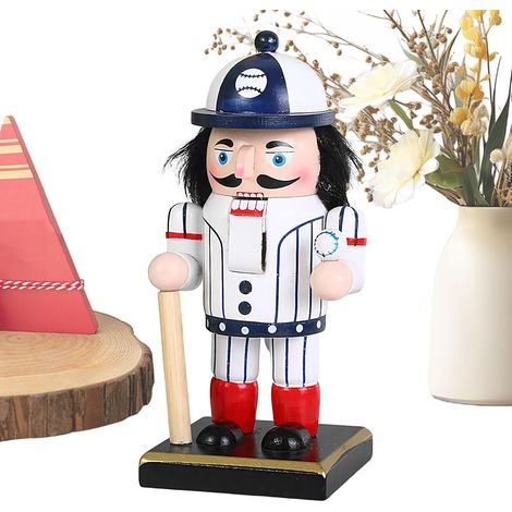 Figurines Casse-Noisettes Collectible en Bois  Modèle Soldat Casse-Noisette Joueur Football Baseball Pour Noël Et Fêtes Décoration Maison Bureau Cheminée Centre De Table (1/5)