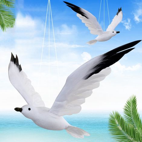 Mouette Artificielle - Décoration Suspendue en Mousse et Plumes - Pour Intérieur Jardin Vitrine Photographie - Taille S M ou L (1/5)