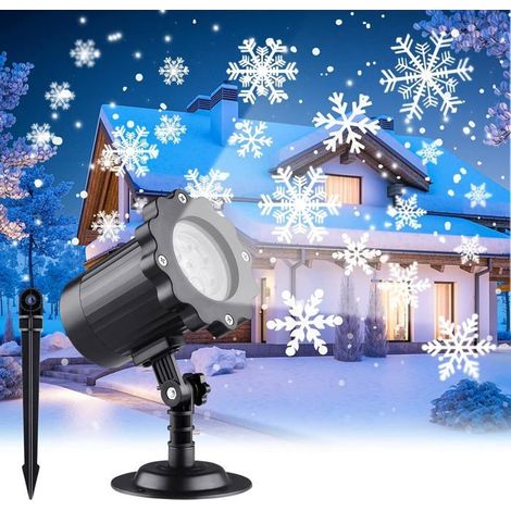 1 x Projecteur Noël LED, Éclairage Dynamique Blanc, Projecteur Extérieur Flocon de Neige, IP65, 180° Réglable, Décoration Extérieure & Intérieure (1/5)