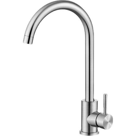 Stainless steel mixer tap for kitchen sink for hot and cold water, (silver, 355 mm)