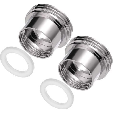 Adaptateur de robinet - 2 pièces, filetage intérieur F16 vers filetage extérieur M22 - Adaptateur de mousseur de robinet, idéal pour mousseur et lavabo (argenté, F16-M22) (1/5)