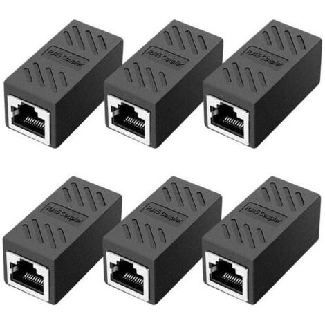 6 Pièces Coupleur RJ45, Coupleur Réseau, Connecteurs Ethernet, Coupleur en Ligne Blindé pour Connecteur D'extension de Câble Ethernet Cat7/Cat6/Cat5e/Cat5-Femelle à Femelle (1/4)