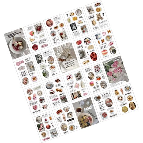 Set mit 20 dekorativen Aufklebern zum Thema Essen, personalisierte Modeaufkleber für Scrapbooking, Kreativbedarf, trendige dekorative Klebstoffe. (1/5)