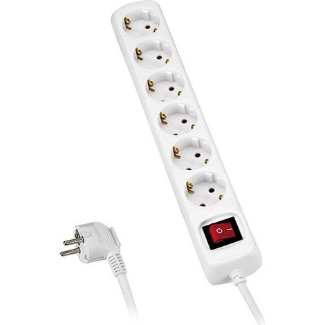 MULTIPRISE AVEC INTERRUPTEUR 6 PRISES AVEC CÂBLE 3X1,5 1,4 MÈTRES ALYCO