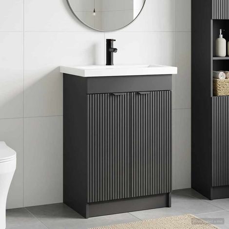 vidaXL Badezimmermöbel-Set Schwarz 56 x 37,5 x 81 cm Holzwerkstoff (1/5)