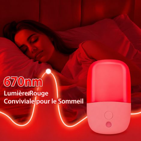 Veilleuse LED 670 nm Lumière rouge prise US Lot de 2 Pliable Gradation 110-240V 9,8 × 11,5 × 2 cm 90 g – Livraison gratuite