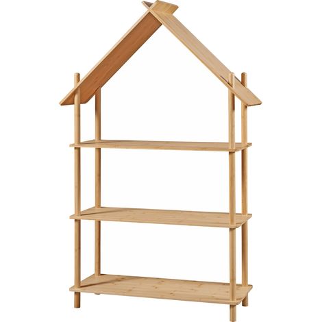 Libreria per bambini a tre ripiani a forma di cabina di bambù 137 x 90 x 30 cm bambù naturale 030009005