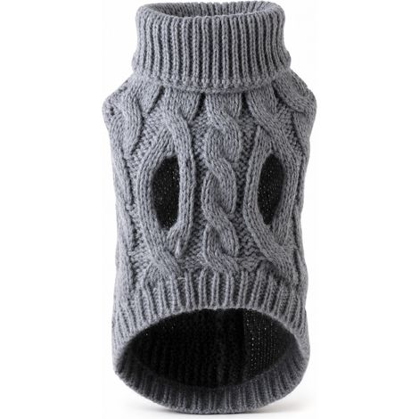Pull en maille torsadée pour chien gris XXL 43 x 35 cm (1/5)