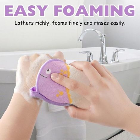 4 Pièces Éponges de Bain pour Bébés, Éponge Douche Naturelle et Douce en Forme d'Animal pour Enfants (1/5)