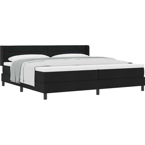 Maison Exclusive - Lit à ressorts avec tête de lit Noir 200 x 200 cm tissu (1/5)