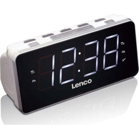 Lenco CR-18 radio despertador blanco moderno y ergonómico