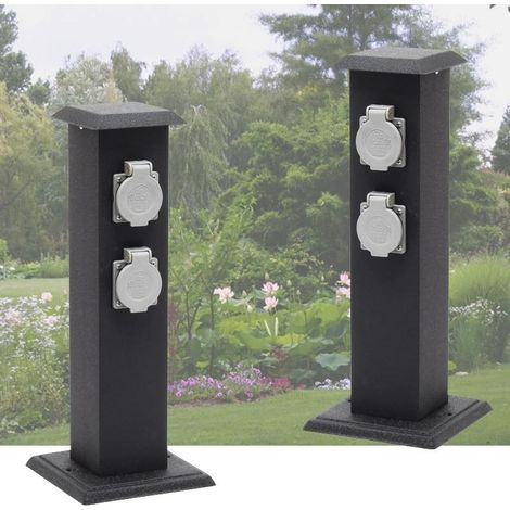 2 Multiprises Bornes Noires 4 Prises Électriques Pour Jardin Et Extérieur (1/5)