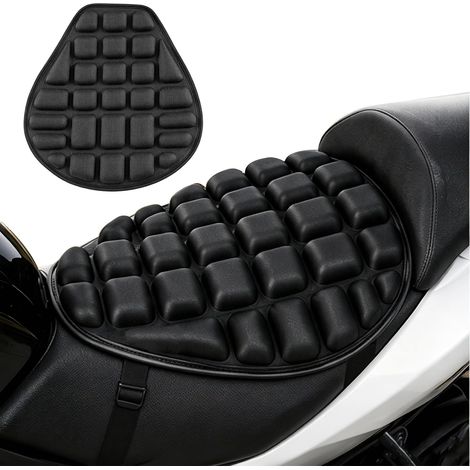 Motorcycle Seat Cushion, Motorcycle Seat Cushion in Shock Gel and Non-Slip 3D Honeycomb Breathable Sun Protection Saddle Cover with Straps for All Motorcycles (1/5)