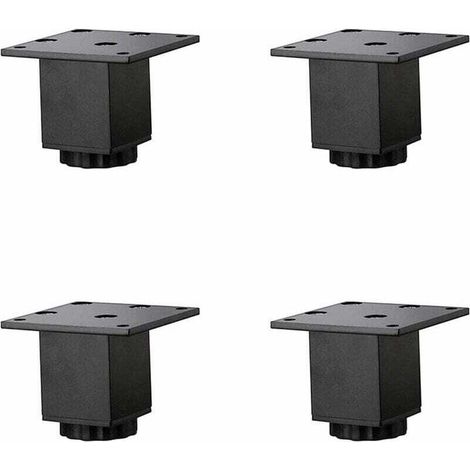 4 Pièces(5cm/2in) Pieds de Meubles en Alliage D'aluminium Réglables en Hauteur,Pieds de Table Basse de Canapé,Pieds D'armoire de Salle de Bain de Lavabo,5-40cm,Noir Mat,avec Vis