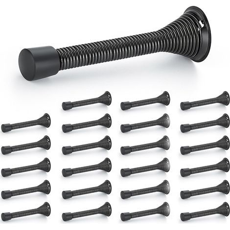 Butées de porte, lot de 24, Noir, à ressort, avec butée en caoutchouc, pour le bas de la porte (1/5)