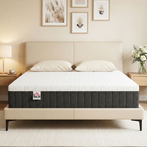 Matelas 140x190 cm 25 cm d'épaisseur, mousse à mémoire de forme, ressorts ensachés 7 zones, soutien moyen