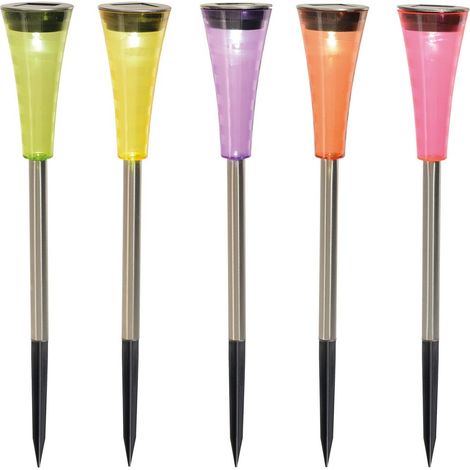 Naeve MULTI Lot de 5 piquets solaires d'extérieur à LED avec capteur de couleur de l'aube au crépuscule 5 500 K IP44 (1/5)