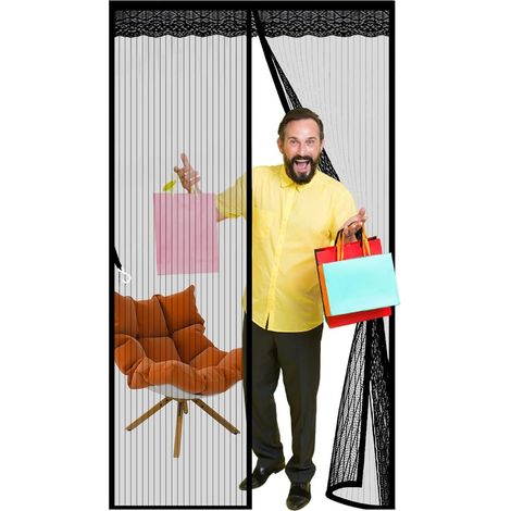 Zanzariera magnetica per porte e finestre 125 x 255 cm, anti-mosche e insetti, per porte scorrevoli, patio, con nastro adesivo magico, cornice completa, potenti magneti per la chiusura automatica dell (1/5)