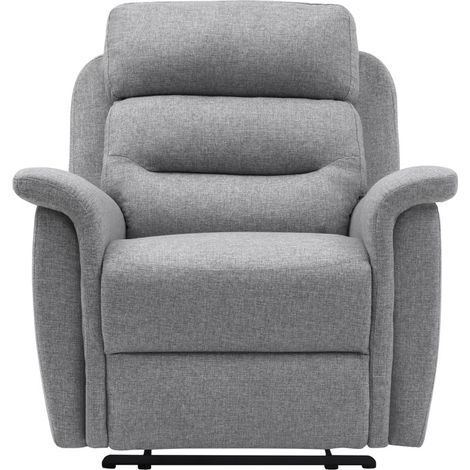 Fauteuil de relaxation 1 place en tissu gris clair – Dossier inclinable jusqu'à 170° – Repose-pieds relevable – Dimensions 87 x 94 x 100 cm – Usinestreet