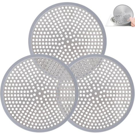 Set mit 3 Edelstahl-Abflusssieben für Badewanne, Küche, Badezimmer, Dusche (grau) (1/4)
