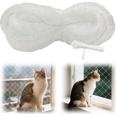 Filet Chat Balcon Transparent 8x3m Filet de Protection avec kit de Fenetre Filets Anti Oiseaux Fixation Filets Sécurité Pour Jardin,terrasse,lucarnes,portes (1/5)