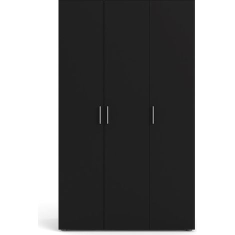Petra Kleiderschrank mit 3 Türen, mattschwarz.