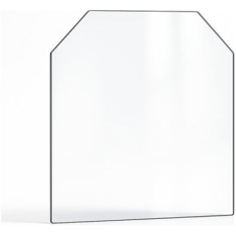 Vitre Supra CASTELBERG - Verre 2 angles coupés pour poêle à bois - 400 / 103 x 215 / 185 mm (L1/L2 x H1/H2) - 3 mm (1/3)