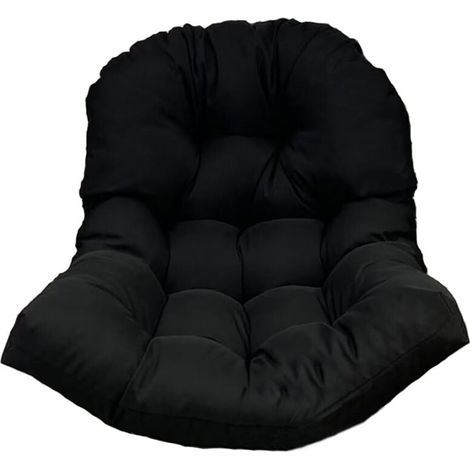 Cuscino lavabile per sedia a dondolo da giardino Ulisem, fodera per sedia sospesa da interno ed esterno, colore nero (non include la culla) (1/2)