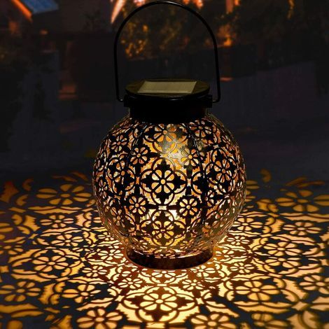 Farol de jardín LED con energía solar, resistente al agua (IP44), inalámbrico y recargable, ideal para dormitorios, patios, jardines, fiestas, Halloween y Navidad. (1/5)