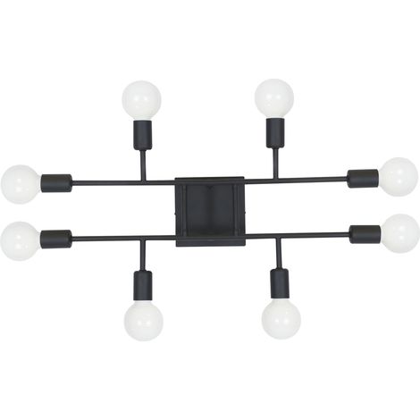 GBLY Deckenlampe Schwarz Deckenleuchte Wohnzimmer - Vintage E27 Lampe 8 Flammig Retro Kronleuchter Modern Metall Pendelleuchte für Schlafzimmer Küche Esszimmer Flur
