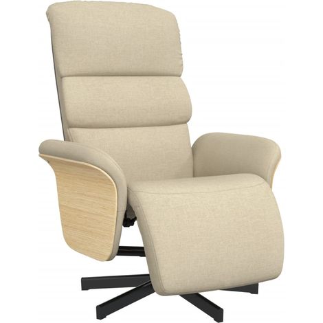Fauteuil de Salon,Chaise,Fauteuil inclinable avec repose-pied crème tissu CFW164392 (1/5)