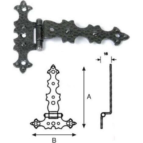 Cerniera Ferro Battuto Collo Verniciata Nero Anticata 95x72 Mobili Armadi Stile